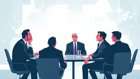 Australian executives business meeting discussing ai integration technology background