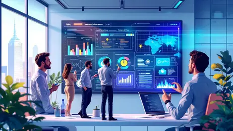 Modern office israel professionals collaborating digital dashboard network defense cybersecurity ai threat management