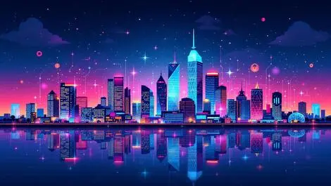 Australian city skyline ai data streams gap in privacy readiness vivid colors