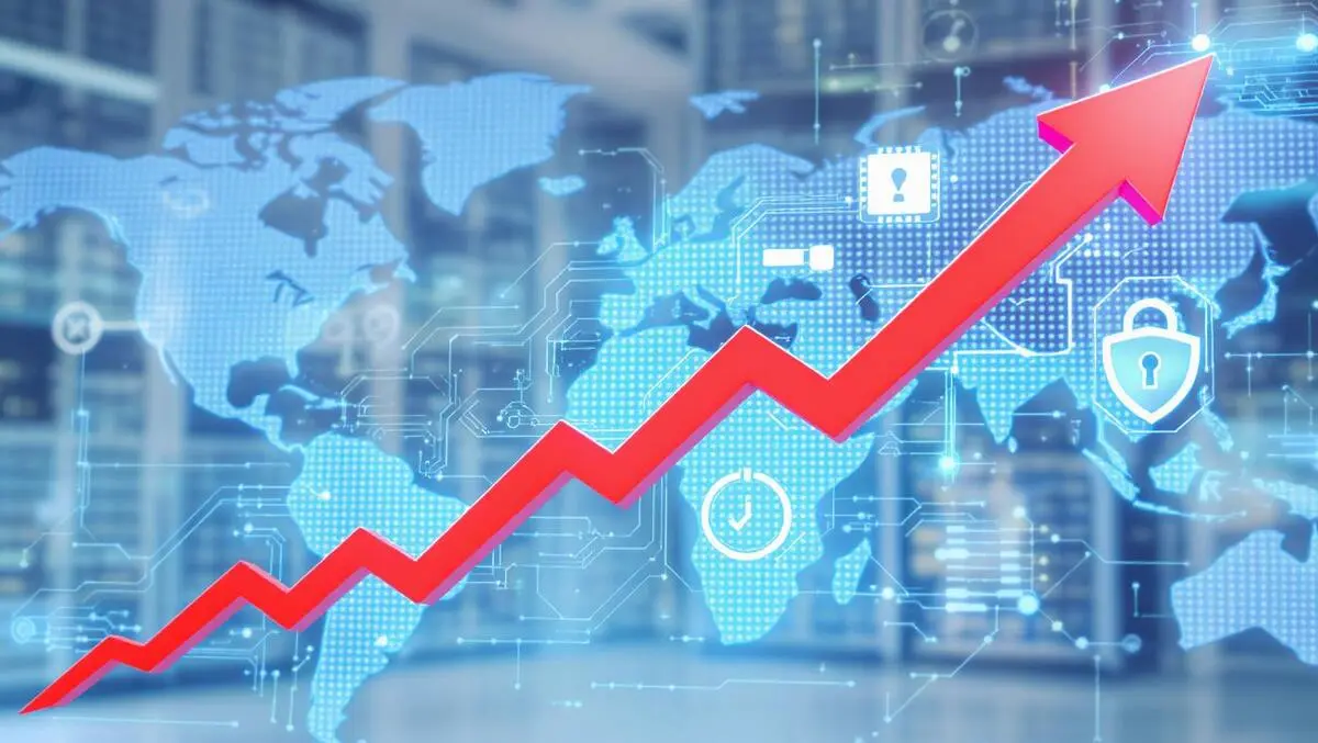 Upward financial graph ai cybersecurity icons global business technology