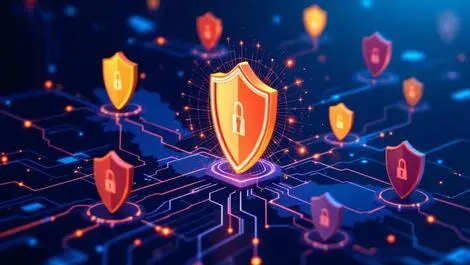 Secure digital network malaysia shield icons cyber protection enterprises