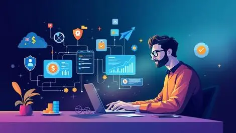 Australian fintech professional analyzing digital data flows fraud detection risk management