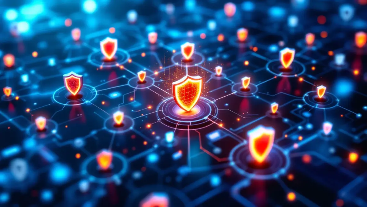 Digital illustration interconnected networks shields ai neural cybersecurity