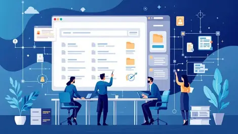 Modern law office workspace lawyers using secure cloud digital files