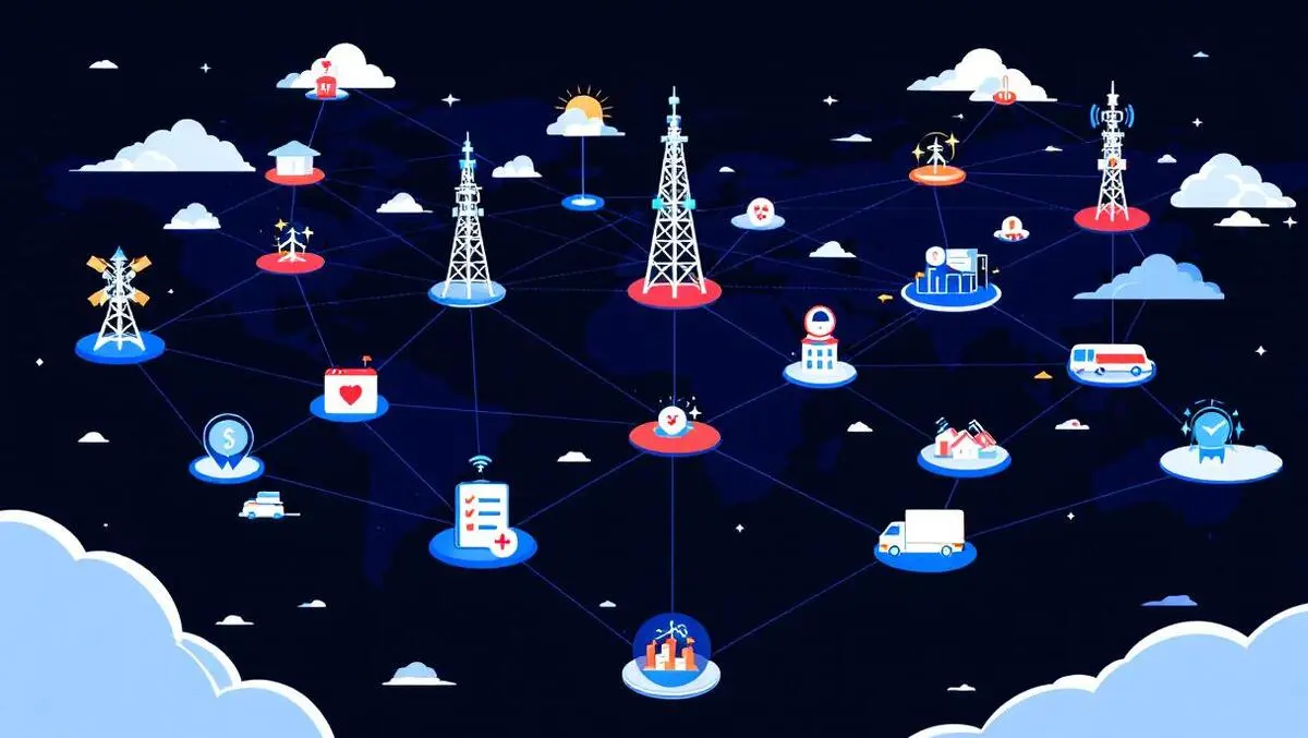 Global network integration telecom towers nodes finance healthcare energy