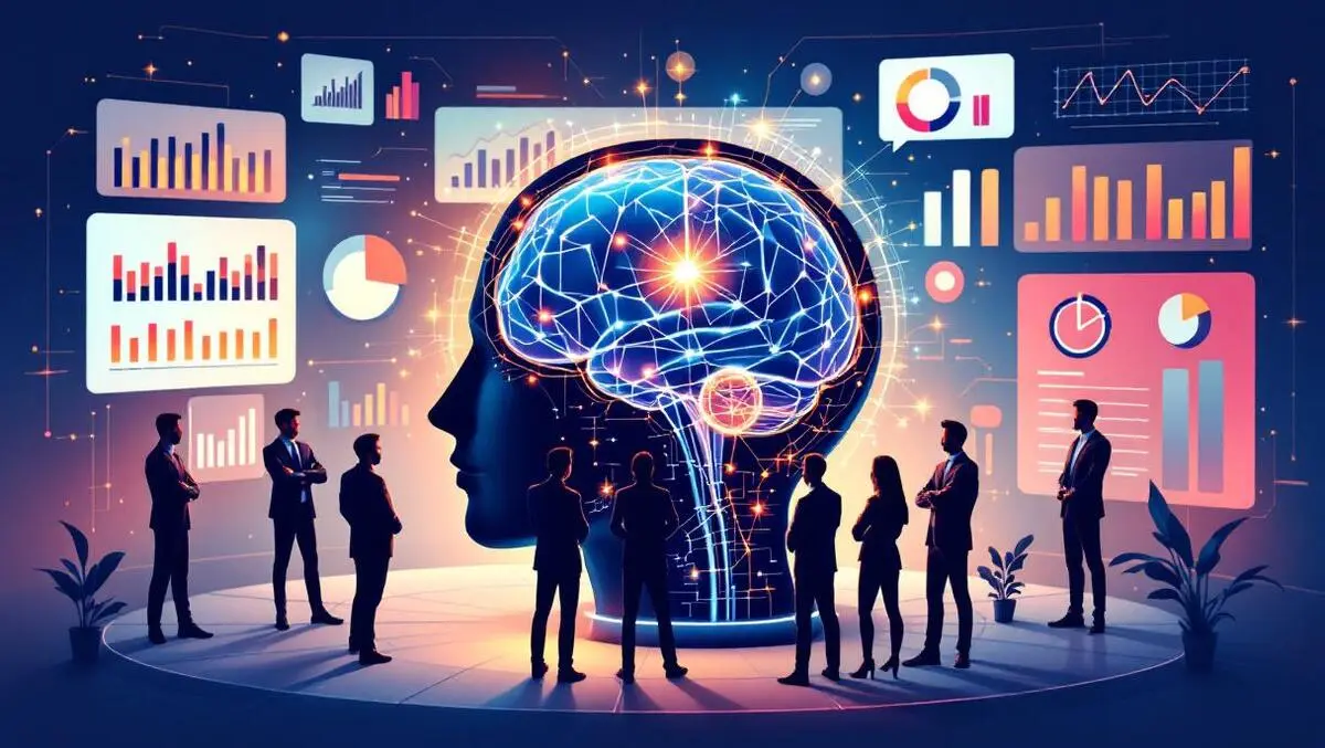 Business professionals ai brain model leadership data analytics education