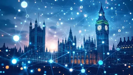 Uk government building technology transformation ai data nodes illustration