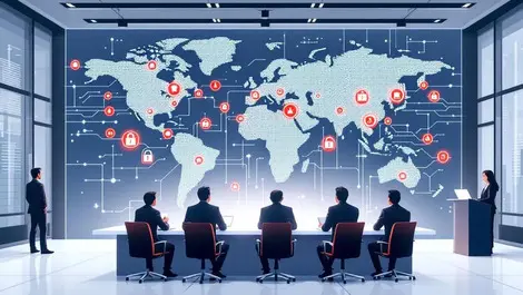 Taiwan boardroom ai risk worldmap cyber data sovereignty scene
