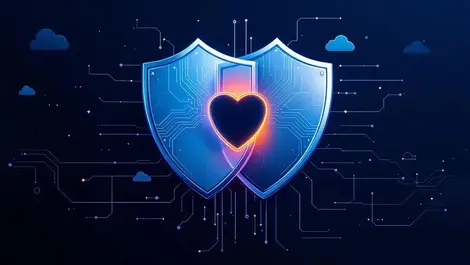 Interlocking metal shields cloud zero trust ai security illustration