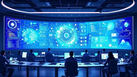 Enterprise ai operations control room curved screens collaboration