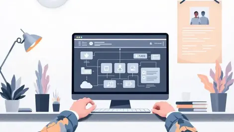 It support automation workflow laptop device icons desk